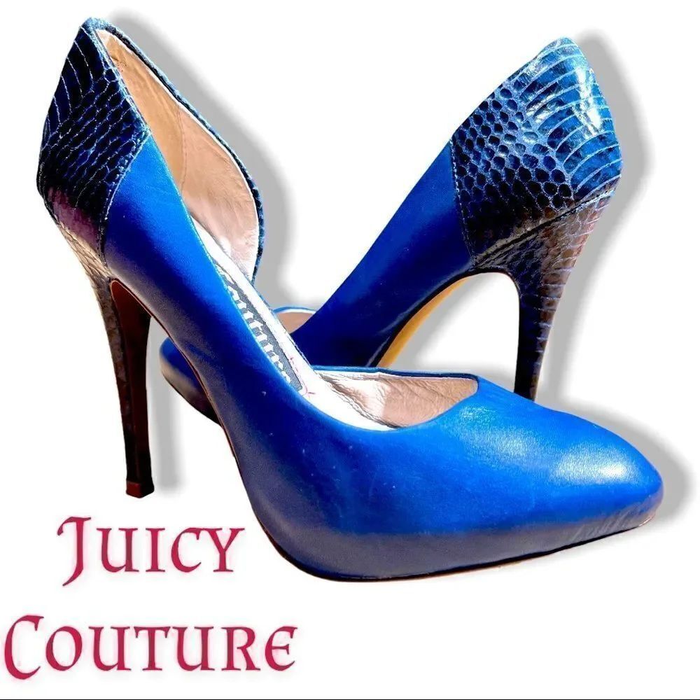 Juicy Couture Blue Pumps Women's Heels Size 6.5 M Closed Round Toe Shoes